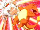 Ah, Primeape is kicking Charmander's BUTT... actually punching its face